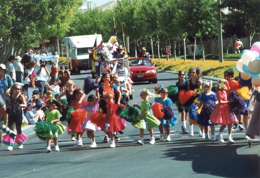 The early days of the Patriotic Parade was built largely of participants local to Summerlin, including families and elementary school class groups.