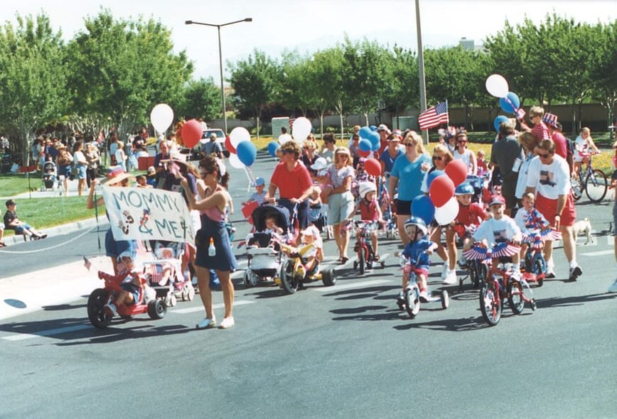 The first Patriotic Peddlers traveled less than one-quarter-mile from the Summerlin Library to the Trails Park.